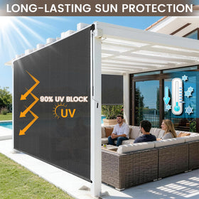 Zephyr Place roller shades gray side profile shows compact design for easy storage.