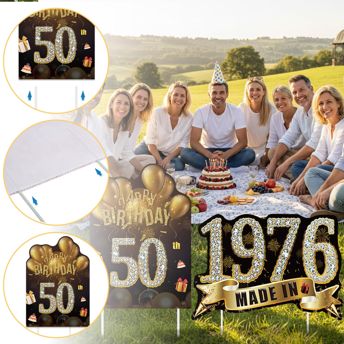 Zeptrix Black Gold 50th Birthday Decor adds elegant outdoor flair
