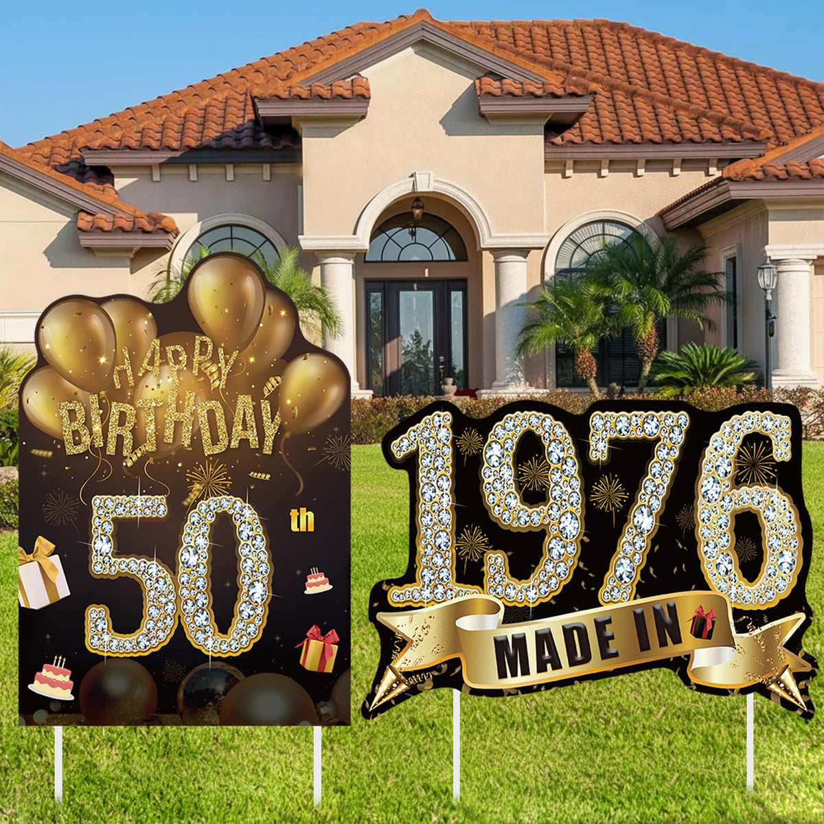 Zeptrix Happy 50th Birthday Yard Sign for curb appeal and milestone celebrations