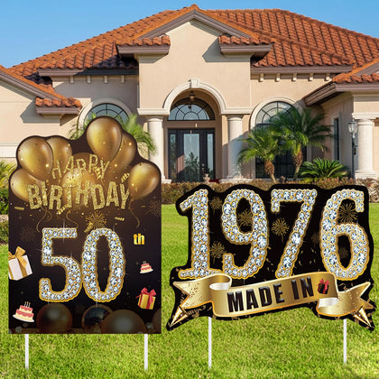 Zeptrix Happy 50th Birthday Yard Sign for curb appeal and milestone celebrations