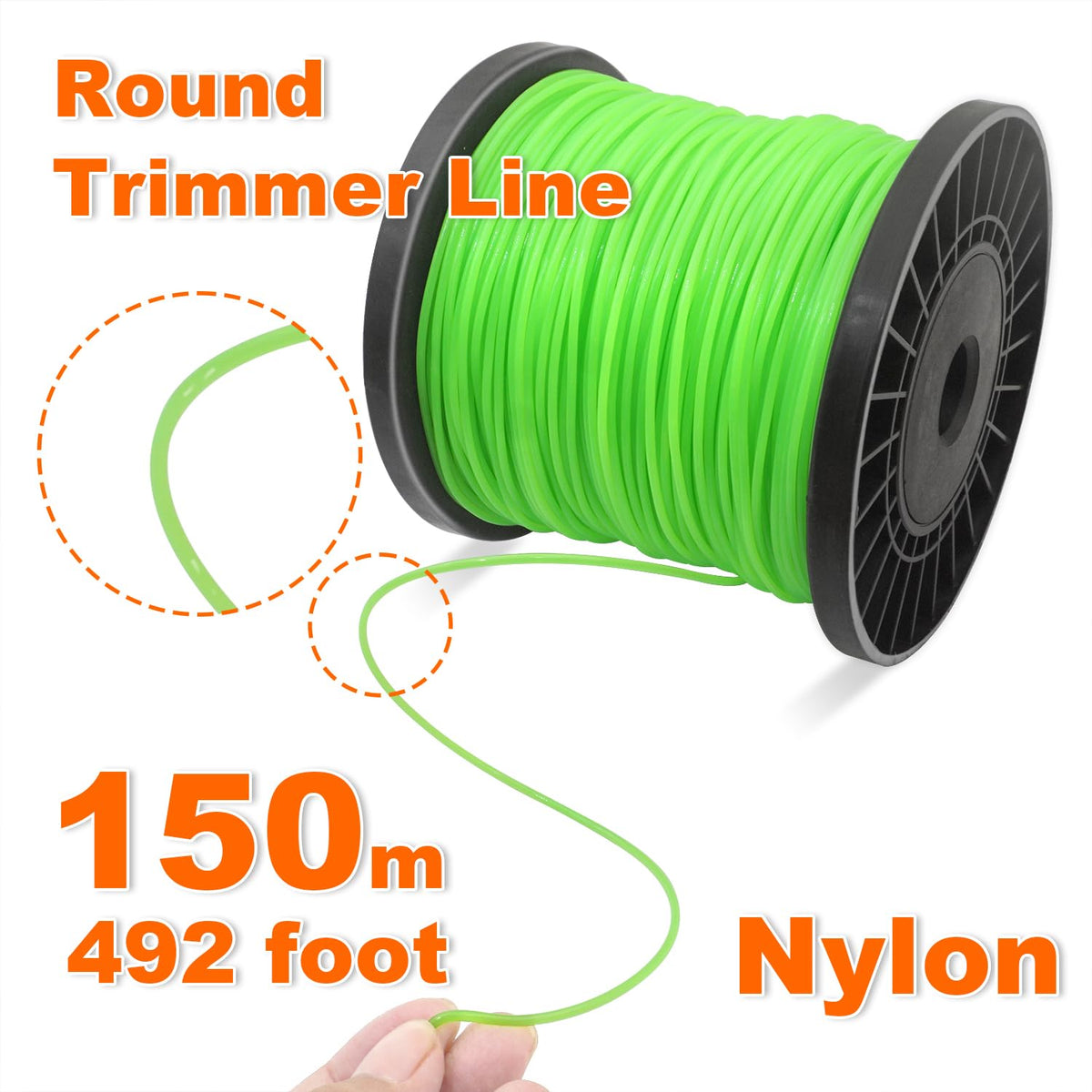 Zeqeey green trimmer cord 2 mm nylon, compatible with petrol and electric.