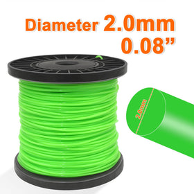 Zeqeey nylon round trimmer string 2.0 mm, abrasion-resistant.