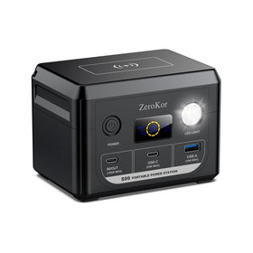 ZeroKor 100W portable power station front view powering devices on the go