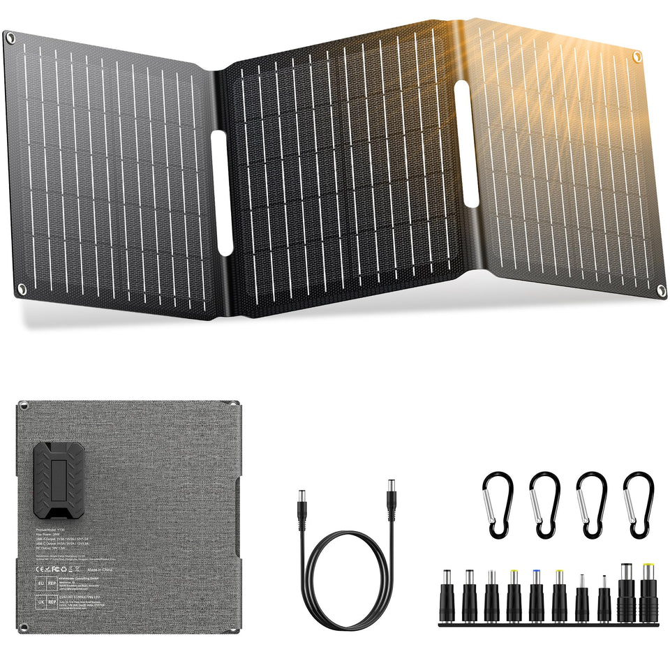 ZeroKor 30W foldable solar panel open for portable sun-powered charging on the go
