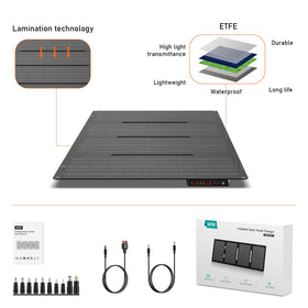 ZeroKor USB-C output on the 60W panel enables fast charging for devices.
