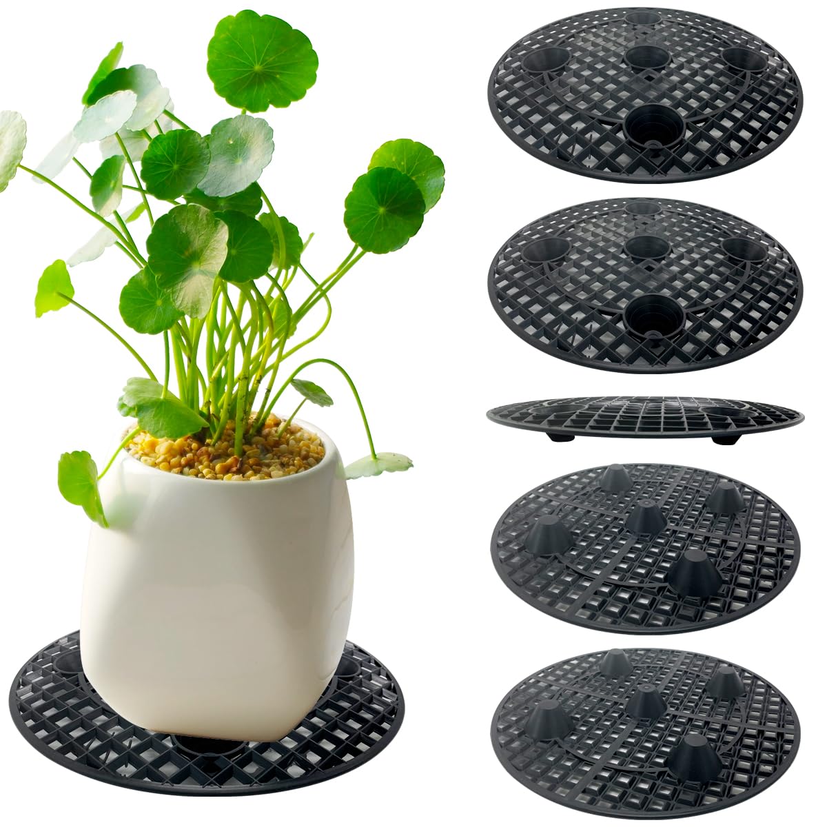 Zeromall plant lifter with round base elevates pots for improved drainage.
