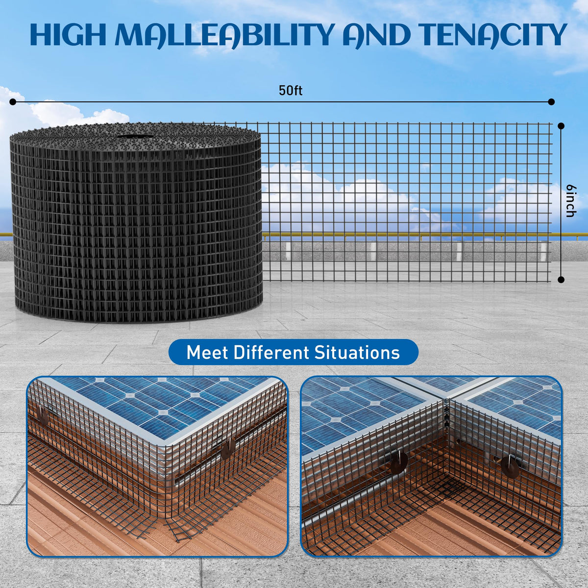 ZeroPone easy-installation netting installs under solar panels with nearly invisible look