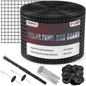 ZeroPone solar panel bird guard 50ft protecting panels while allowing airflow