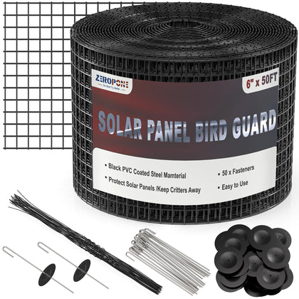 ZeroPone solar panel bird guard 50ft protecting panels while allowing airflow