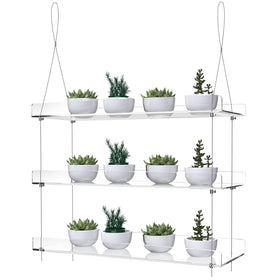 ZerzSemp 3-tier hanging acrylic shelves for windows provide a clear, space-saving display.
