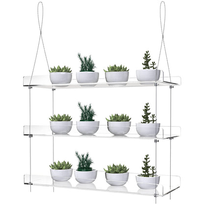 ZerzSemp 3-tier hanging acrylic shelves for windows provide a clear, space-saving display.