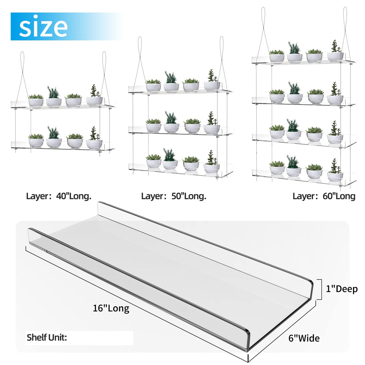 ZerzSemp high-quality 3.0mm acrylic shelves add crystal clarity and durability.