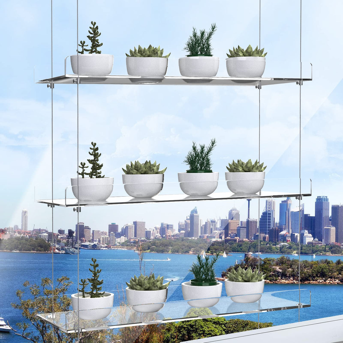 ZerzSemp multifunctional shelves for plants, decor, and kitchen or bathroom storage.