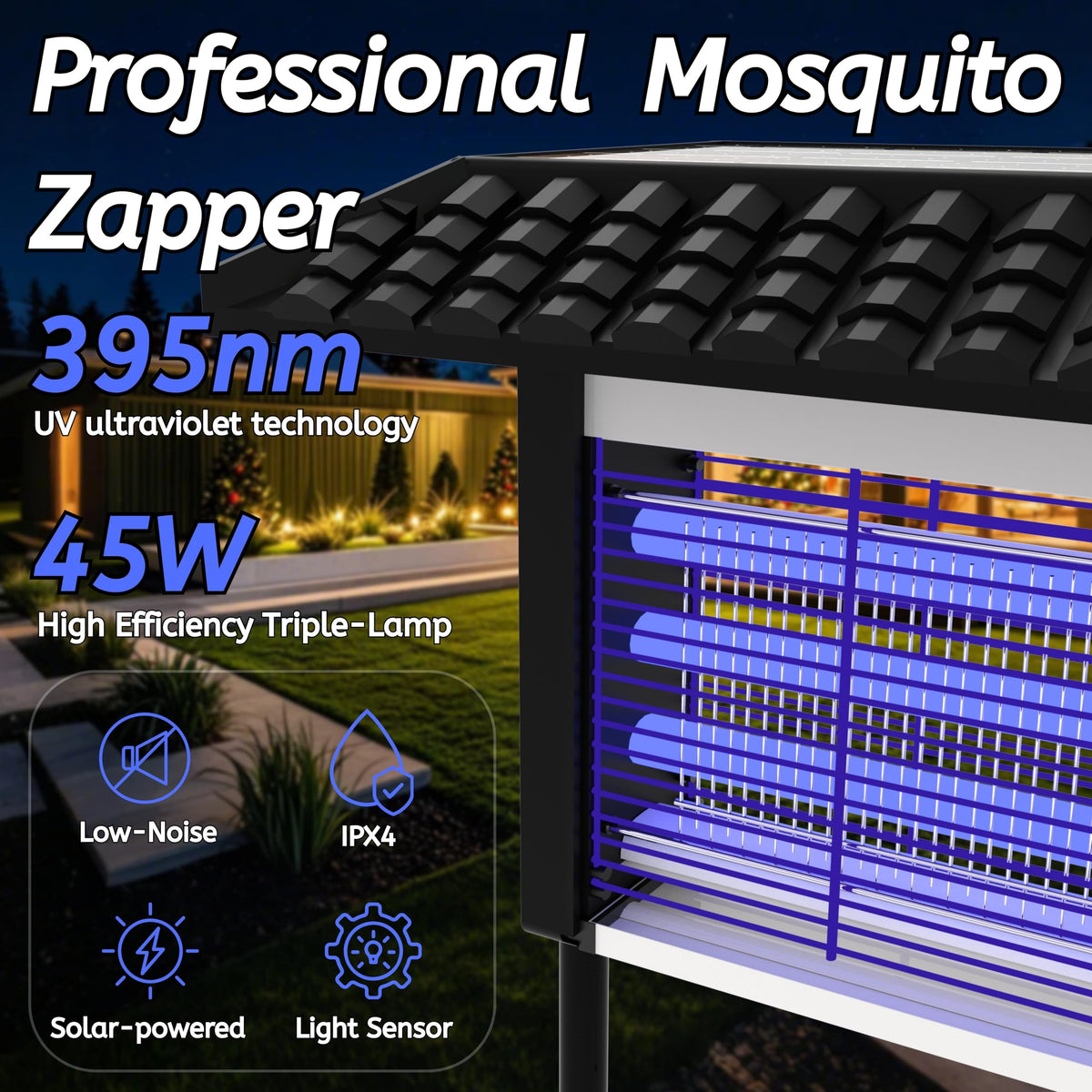 ZETAWALE Solar Bug Zapper activates at dusk for effective evening pest control