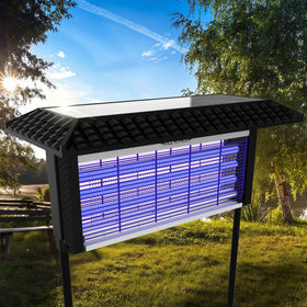 ZETAWALE Solar Bug Zapper outdoor in yard attracting mosquitoes with a high-voltage grid