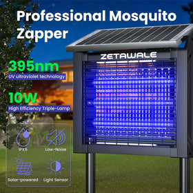 ZETAWALE solar zapper features a high voltage grid for effective insect control.