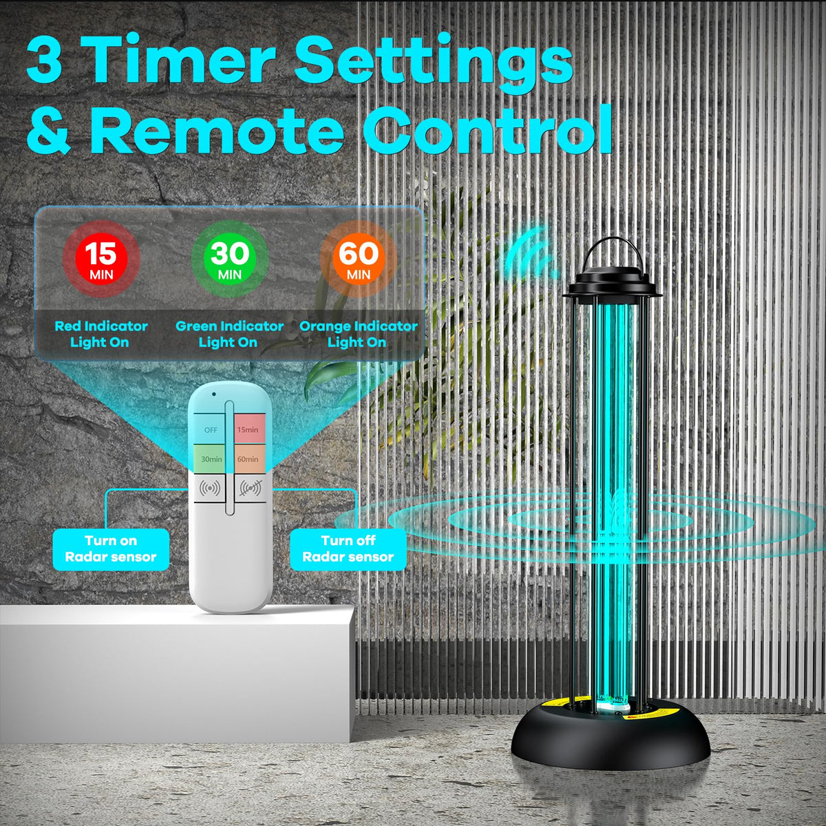 ZETAWALE UV Light Sanitizer timer display with cycle options