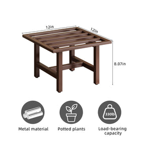 ZETONIQ 330 lbs capacity square stand supporting a large pot outdoors.