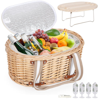 Zettfuly Picnic Basket 4 interior with insulated liner for fresh snacks