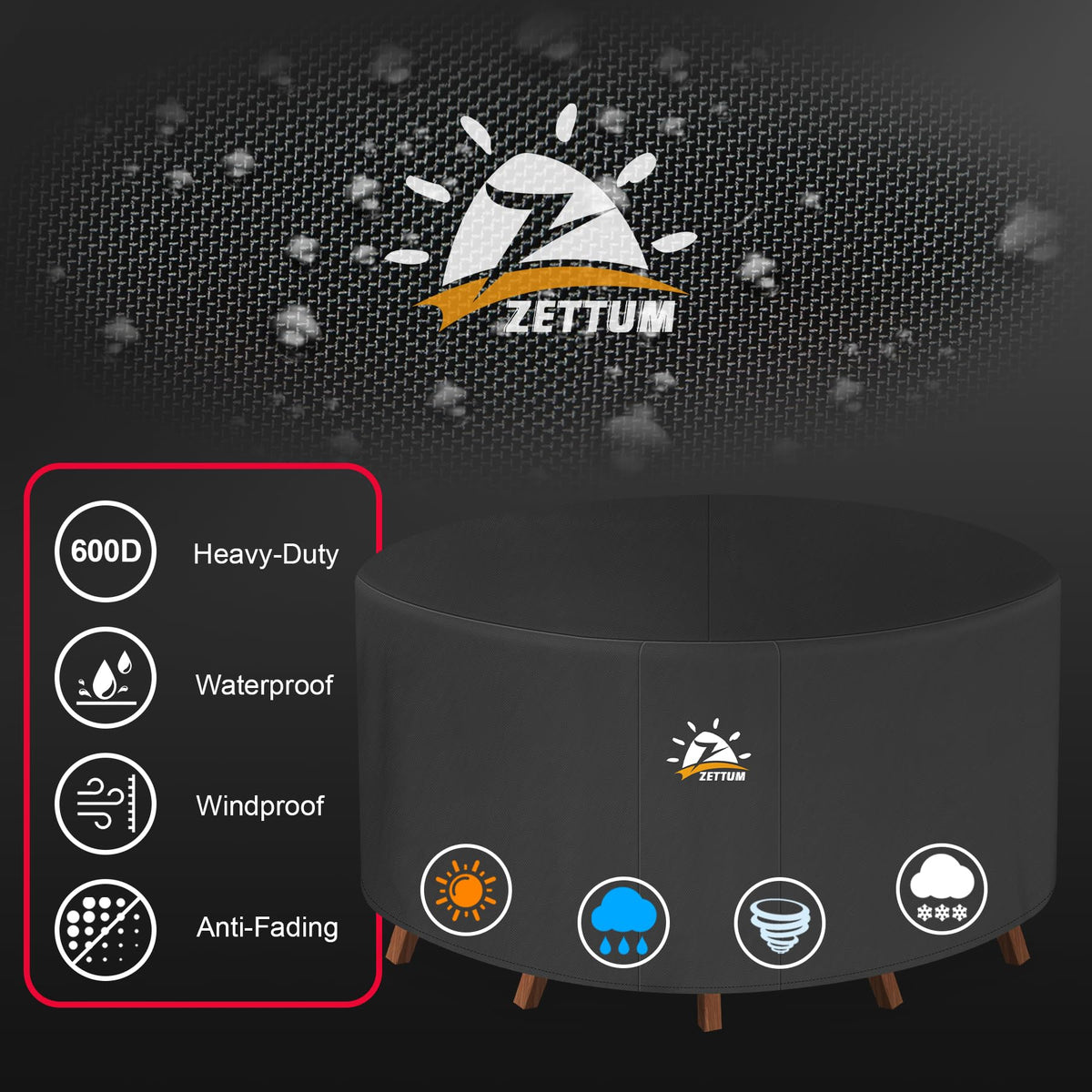 Zettum waterproof PU coating keeps outdoor furniture dry.