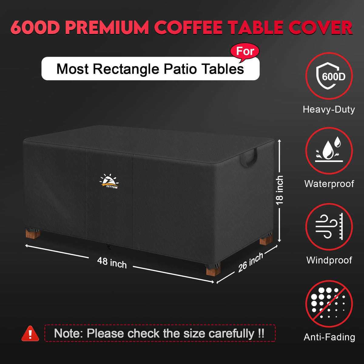 Zettum 600D heavy-duty waterproof oxford cover shields patio furniture