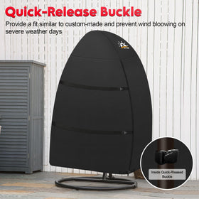 Zettum egg chair cover features a click-close strap for stable mounting to the stand.
