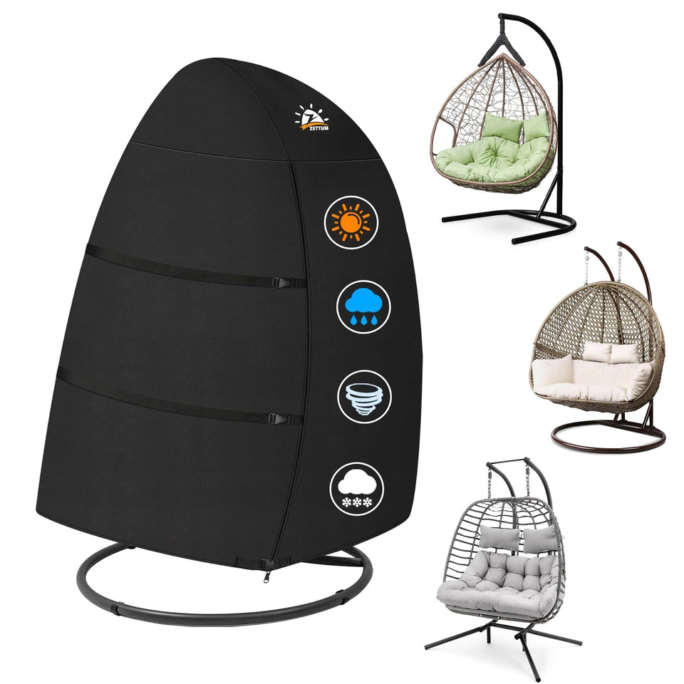 Zettum egg chair cover on a double-seat swing showing protective fit