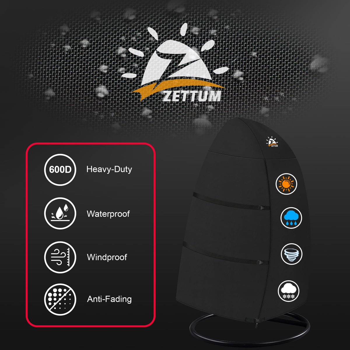 Zettum egg chair cover suitable for patio and garden setups.