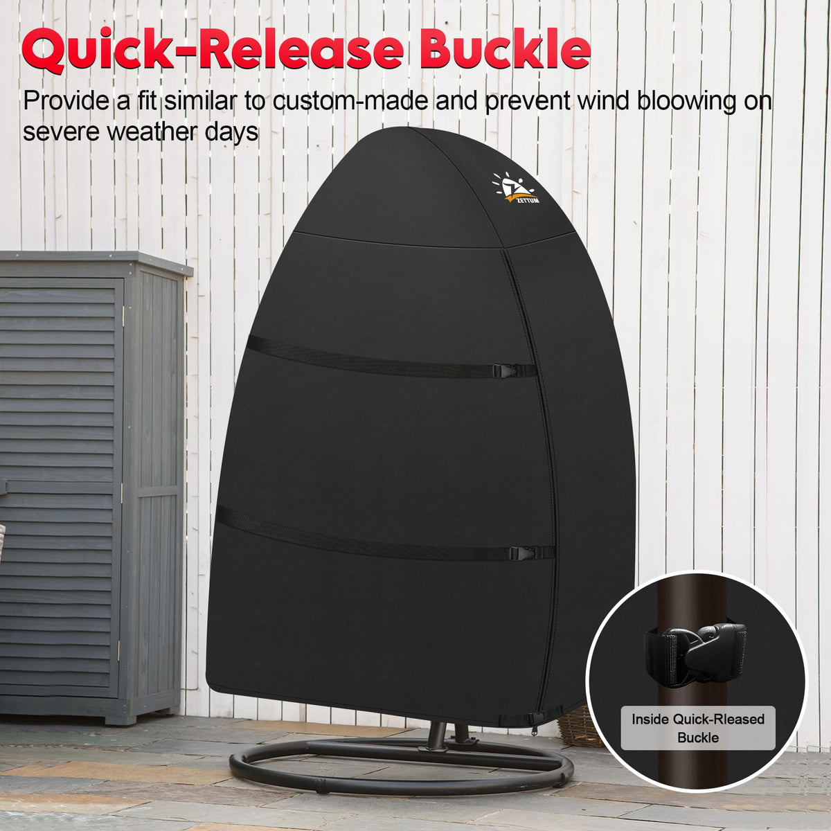Zettum egg chair cover protects patio wicker from weather