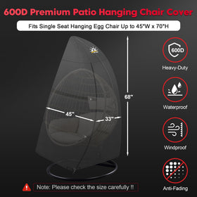 Zettum egg chair cover waterproof 600D shields outdoor seating from rain.