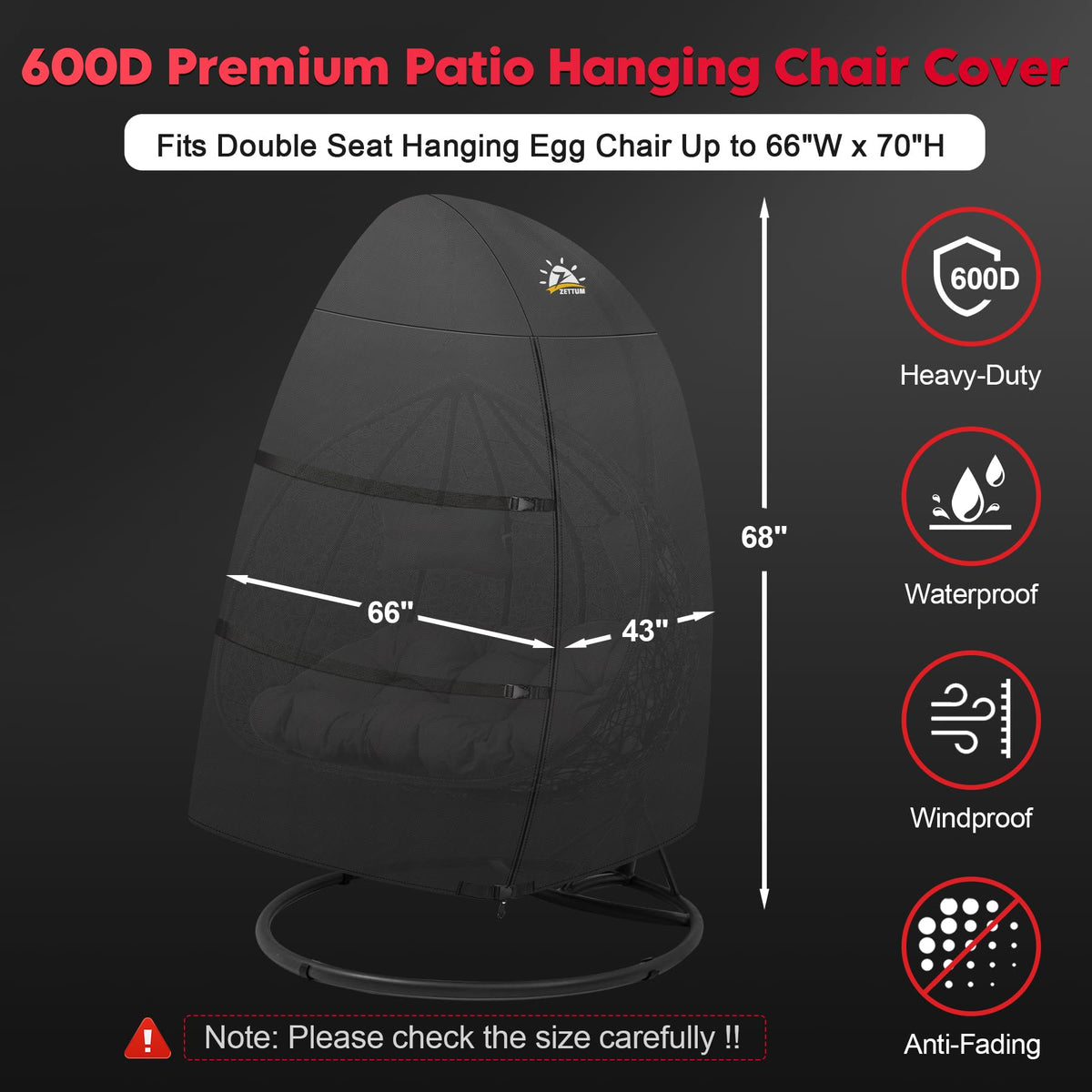 Zettum egg chair cover waterproof 600D guards cushions during rain