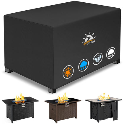 Zettum 52-inch rectangle fire pit cover shields outdoor table from rain