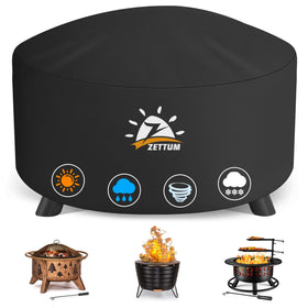 Zettum fire pit cover round 40-inch on the pit protects from rain and sun.