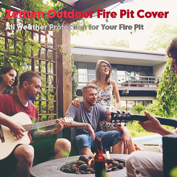 Zettum cover with elastic cord for a secure fit on rectangular fire pits