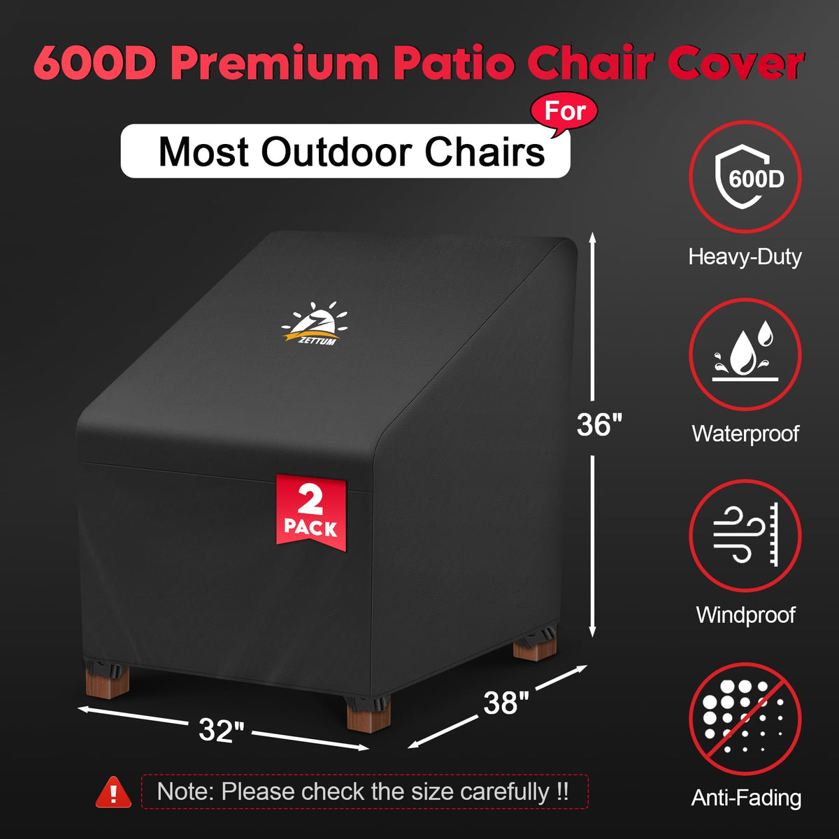 Zettum outdoor furniture cover on a wicker chair protecting from rain and sun.