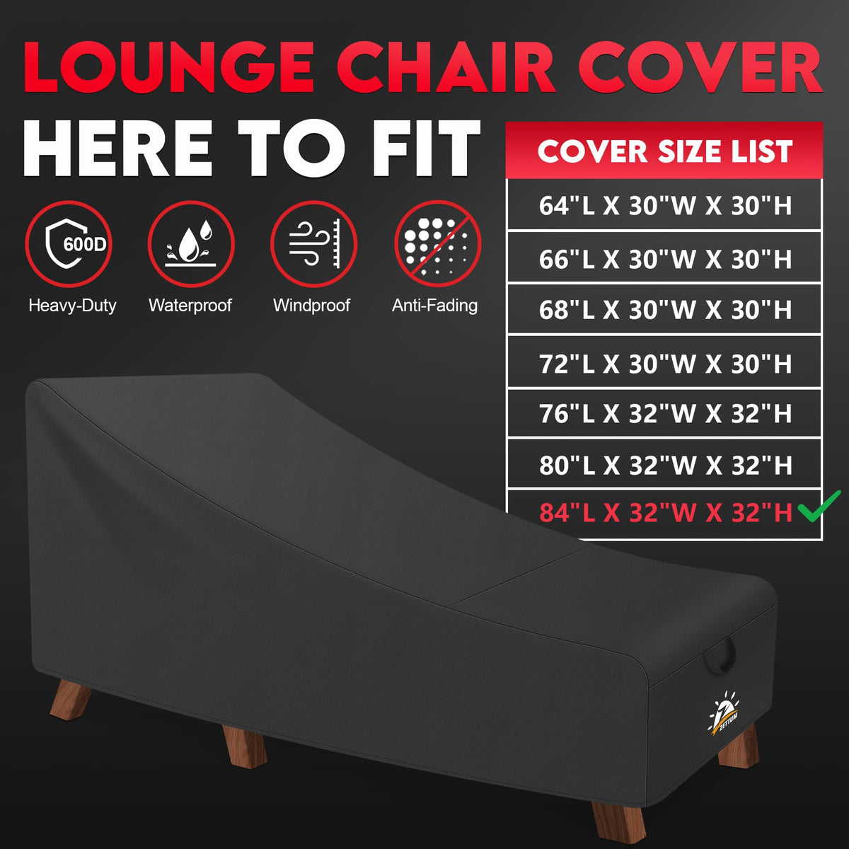 Zettum outdoor lounge chair cover fade-resistant UV treatment helps keep colors vibrant.