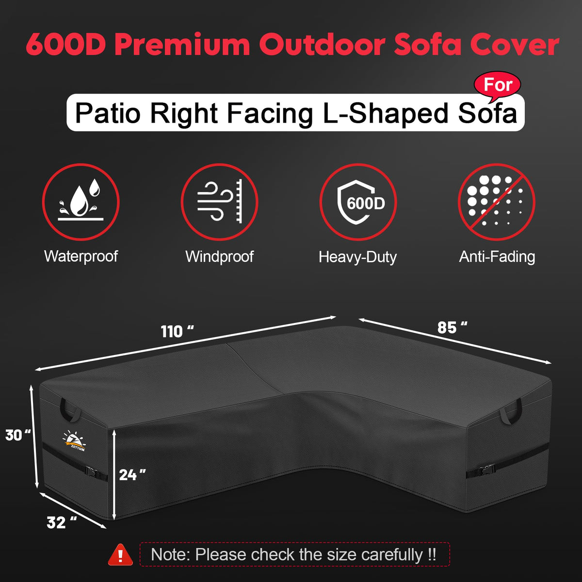 Zettum outdoor cover fabric texture close-up highlights 600D material.