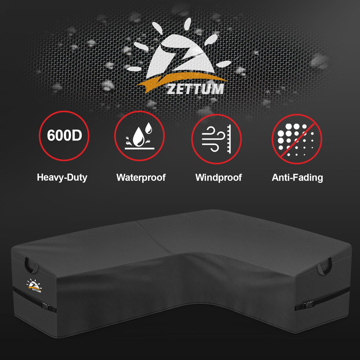 Zettum outdoor cover in bright sunlight demonstrates fade resistance.