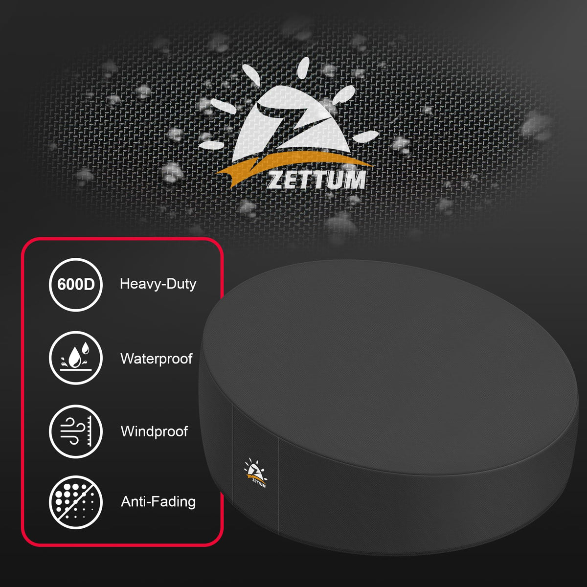 Zettum round patio cover all weather protection keeps cushions dry and clean