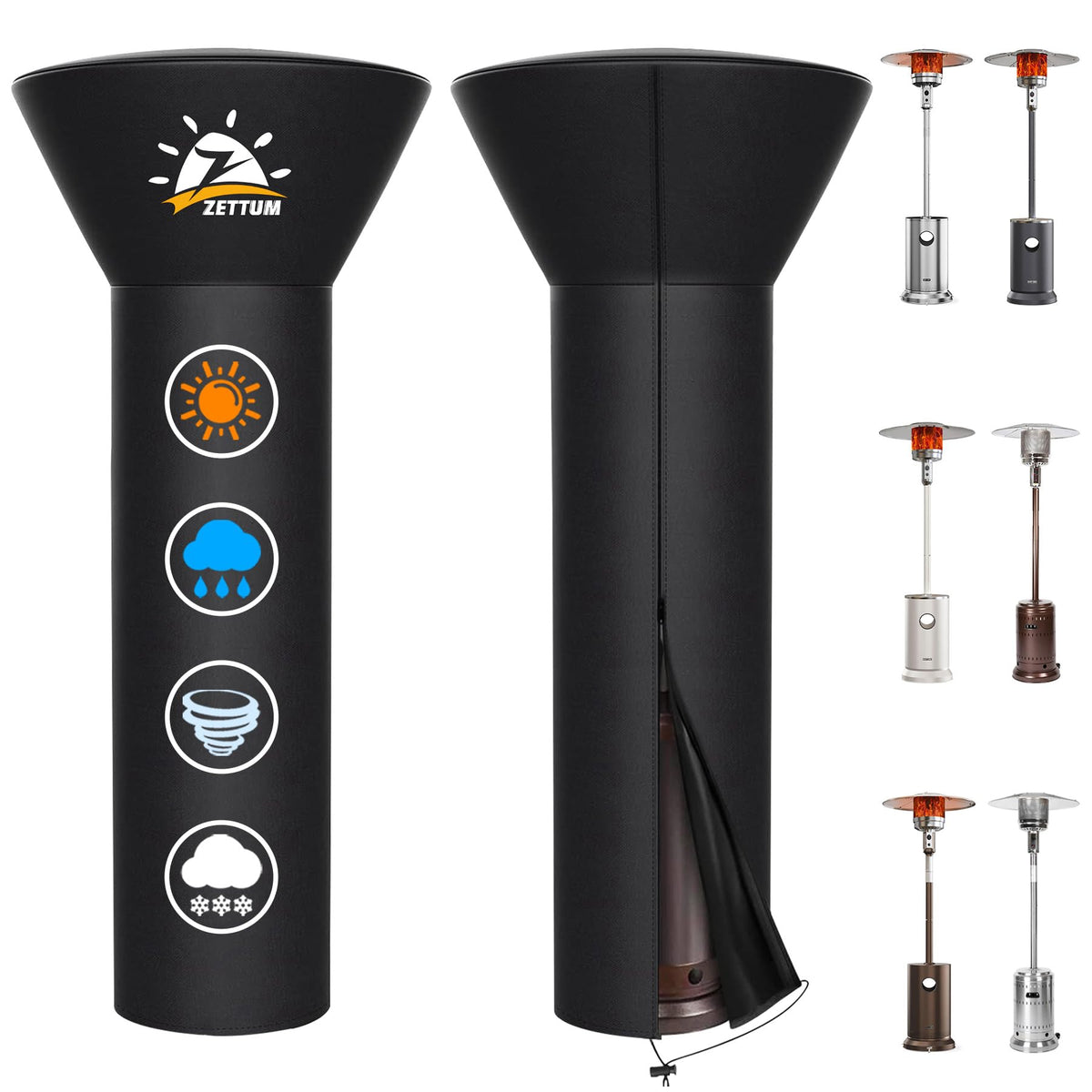 Zettum 600D Oxford fabric patio heater cover protects against rain and dust