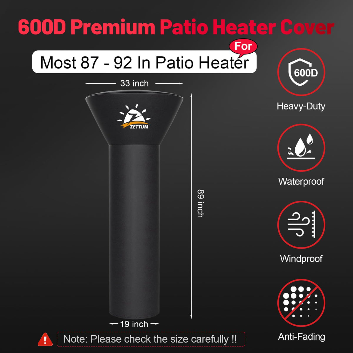Zettum easy on off zipper enables quick cover placement