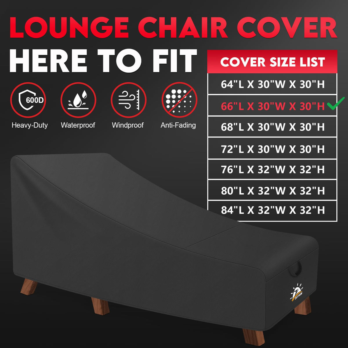 Zettum patio lounge cover fade-resistant under bright sun