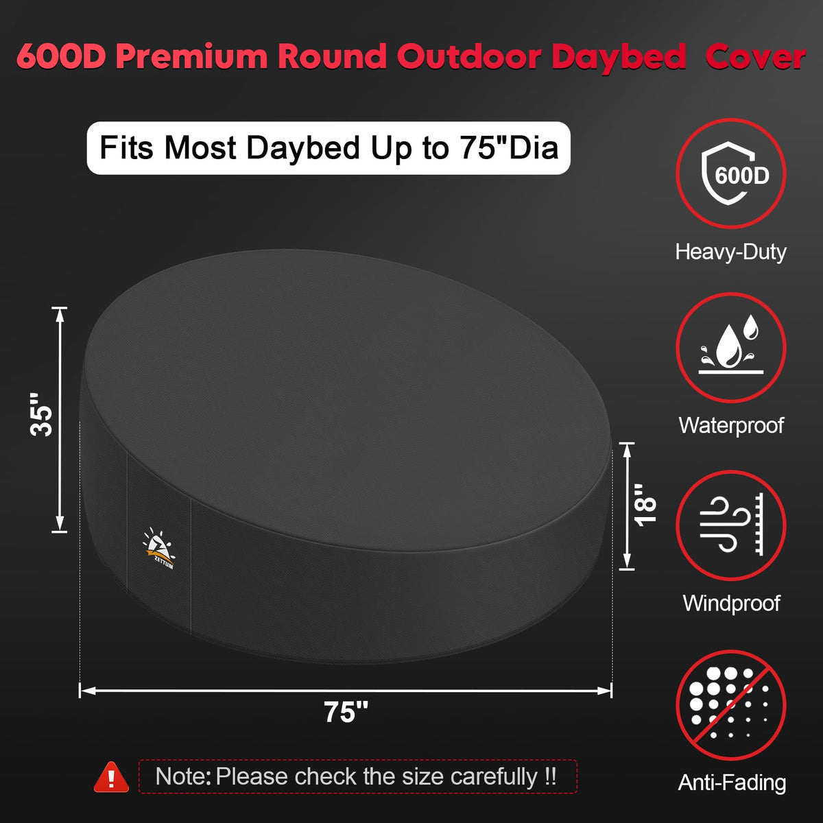 Zettum 600D round sofa cover waterproof with PU coating guards against rain
