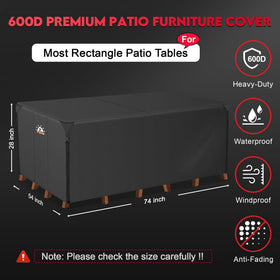 Zettum 600D waterproof cover shields outdoor furniture from moisture and dust.