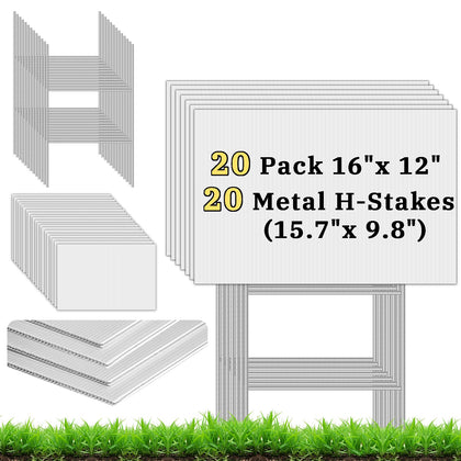 Zeumzwf blank yard sign 16x12 with corrugated plastic, weatherproof for outdoor use.