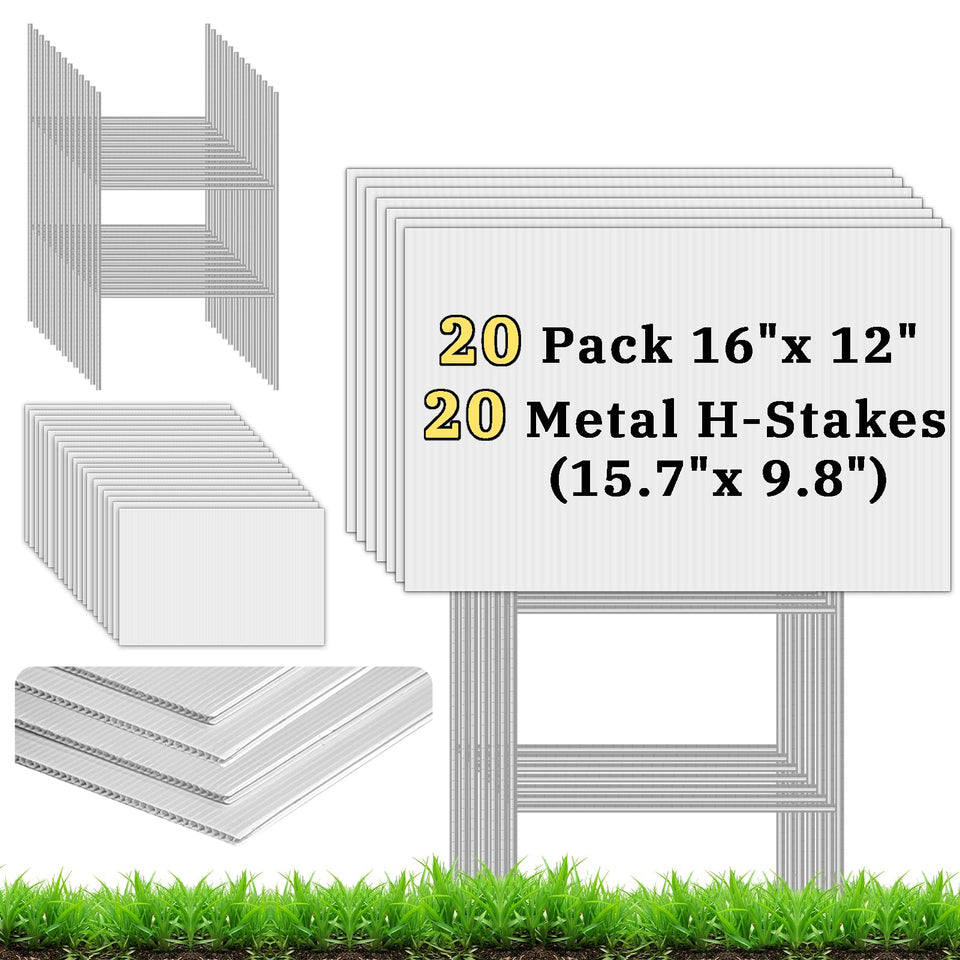 Zeumzwf blank yard sign 16x12 with corrugated plastic, weatherproof for outdoor use.