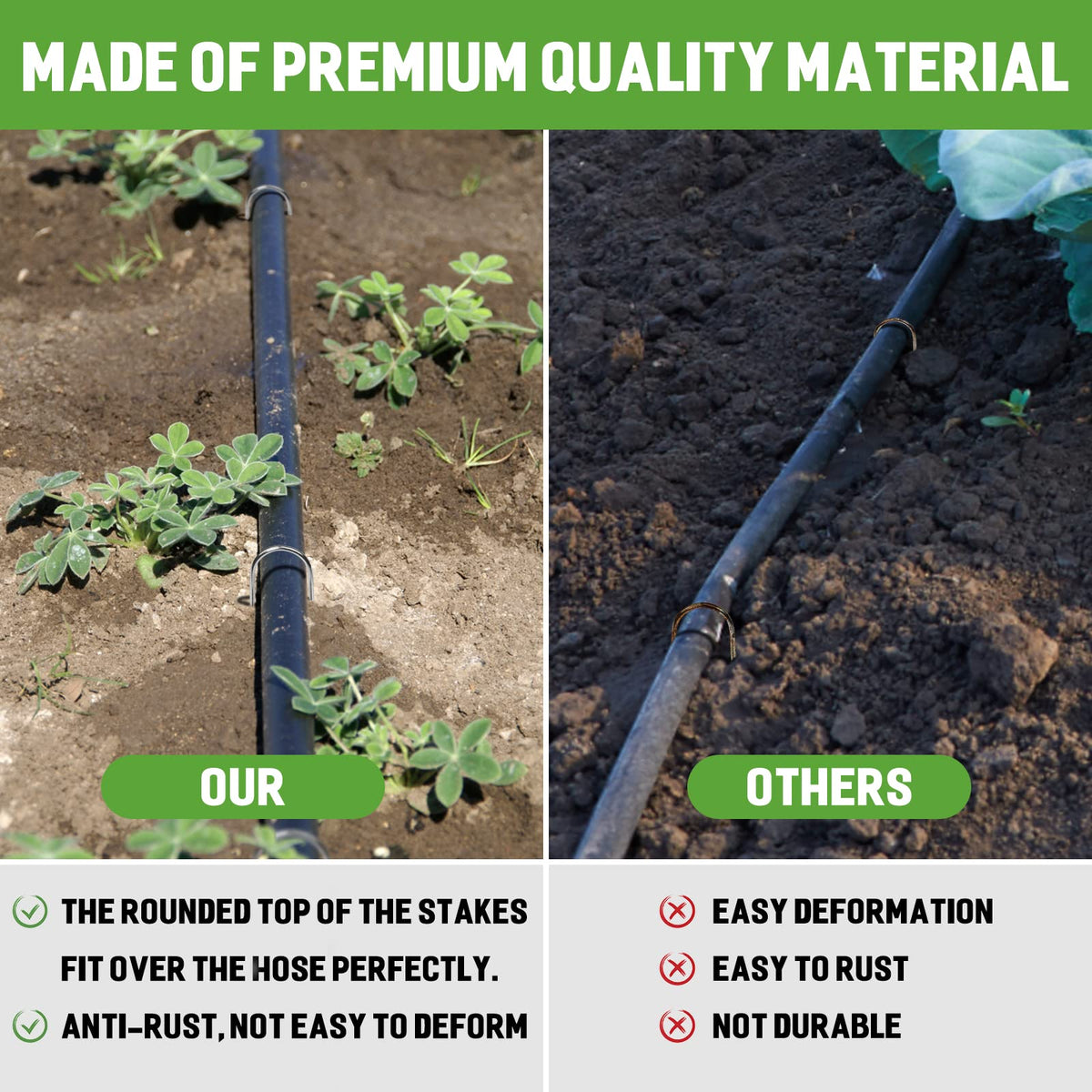 Zevlux 11-gauge heavy-duty stakes offer strong holding power in outdoor projects.