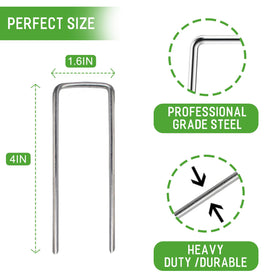 Zevlux galvanized stakes 4in with a sharp tip for easy ground insertion.