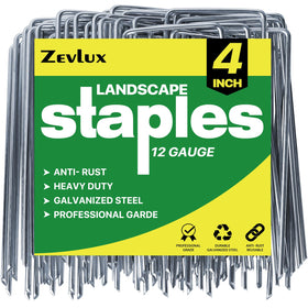 Zevlux landscape staples 4in box securing landscape fabric reliably.