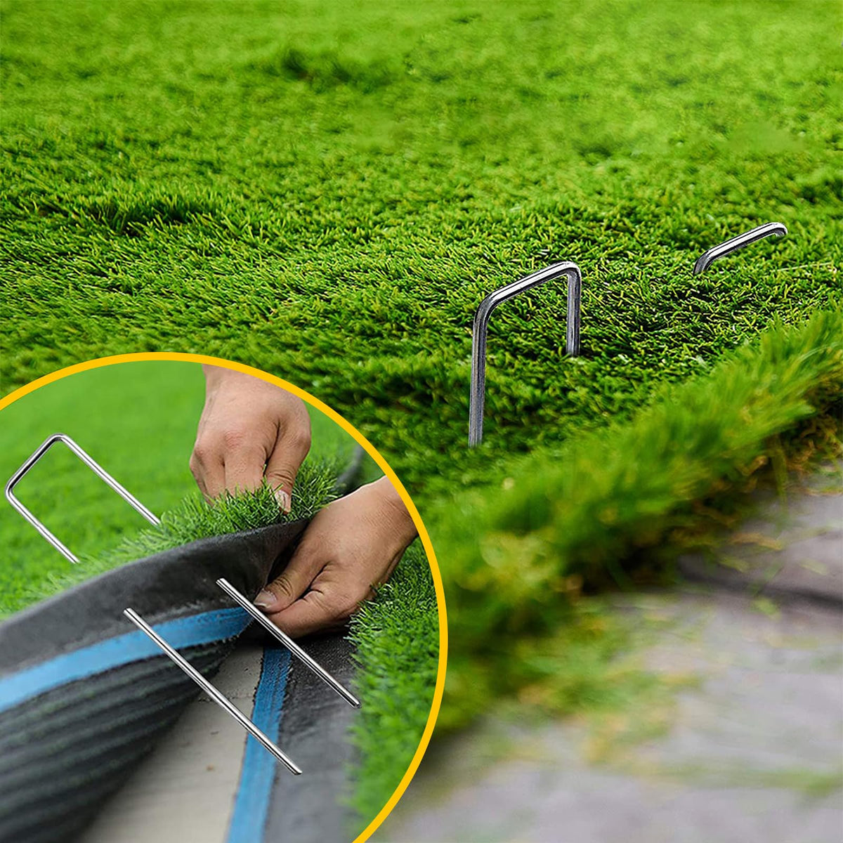 Zevlux weed-barrier anchors secure fabric and underlayment.